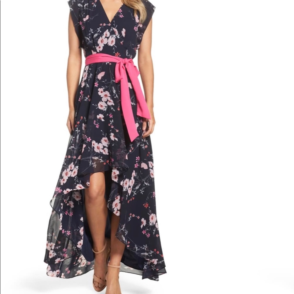 Nordstrom Eliza J high/low faux wrap maxi dress